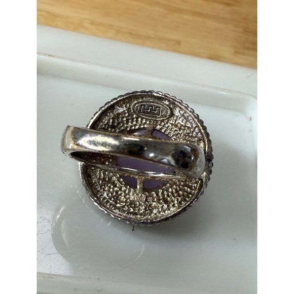 Sterling Silver Amethyst Ring With Marcasite Accents 925 Signed Size 6 - Picture 10 of 13